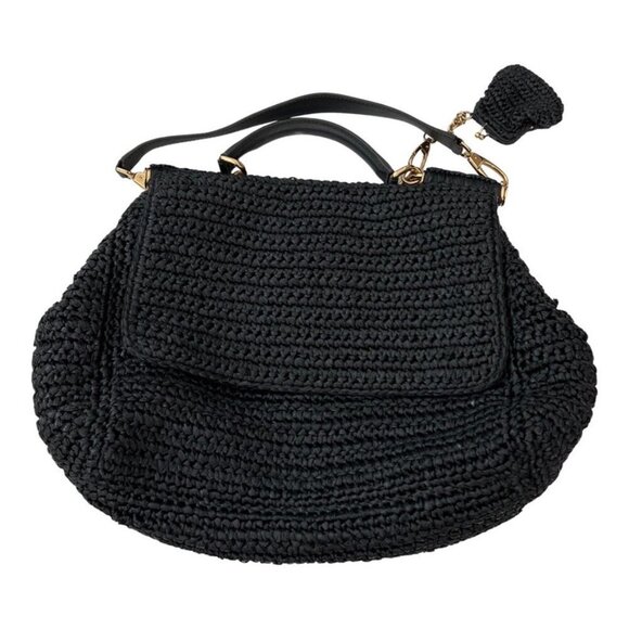 Dolce & Gabbana raffia straw black bag - Picture 1 of 12